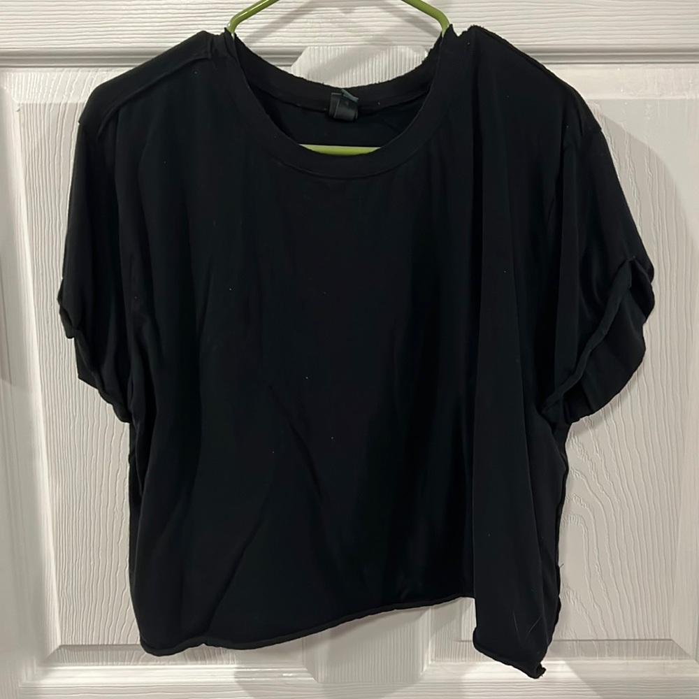 Black Distressed Crop Top